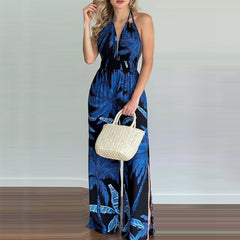Printed Suspender Dress Plus Size Loose Jumpsuit