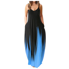 Casual Print Plus Size Sling Long Dress