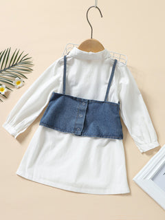 Solid Color Woven Button Long-sleeved Shirt Dress