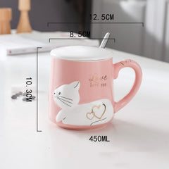 Three-dimensional Relief Cat Ceramic Mug