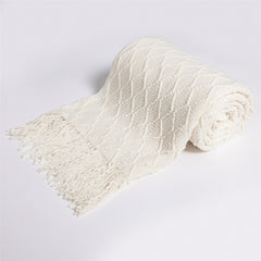 Fashion Knitted Solid Color Sofa Tassel Blanket