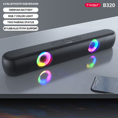 Wireless Bluetooth Speaker RGB Luminous Desktop Strip Loudspeaker