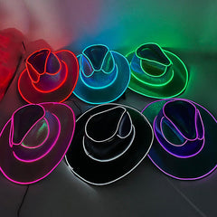 Halloween Carnival Party LED Wireless Fluorescent Colorful Cowboy Flashing Hat