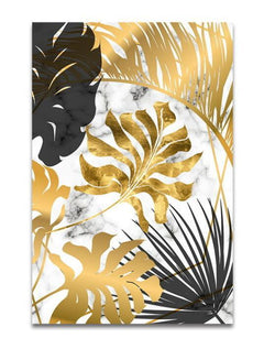 European Style Plant Gold Leaf Decorative Canvas Painting