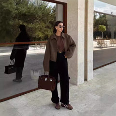 Fall And Winter Lapels Woolen Coat