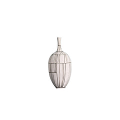 Modern Style Home Decoration Ceramic Frosted Small Mouth Striped Olive-shaped Vase