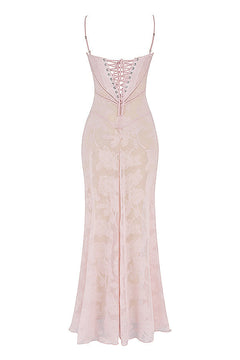Sexy Flowers Lace Suspender Dress Summer Fashion Slim Back Lace-up Long Dresses Party Evening Club Clothing For Women