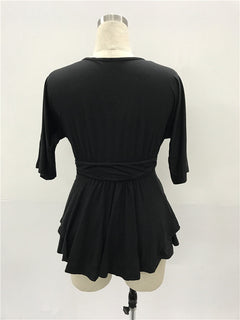 V Solid Color Women's Plus Size Dress