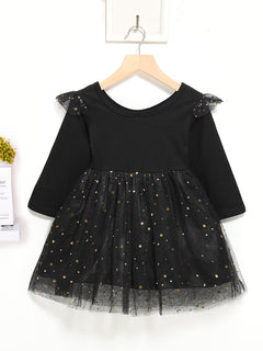 Long sleeve solid color pleated skirt
