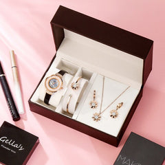 Fashion girl leather exquisite watch gift box