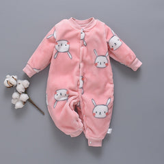 Autumn and winter flannel fleece warmth one-piece romper