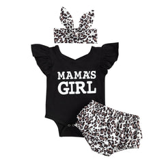 Children's Stiletto Top And Printed Shorts Free Bow Headband