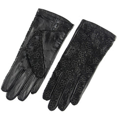 Non-slip driving lace sunscreen leather gloves