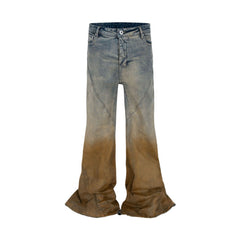 Men's Gradient Trousers Wide Leg Distressed Casual Jeans