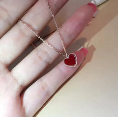 925 Sterling Silver Gold Plated Red Agate Heart-shaped Pendant