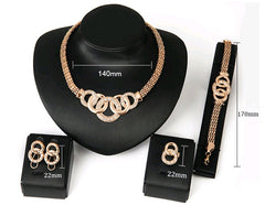 Necklace Earrings Bracelet Ring Jewelry Set European and American Plated 18K Jewelry Four-piece Set