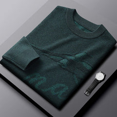 Men's Jacquard Loose Plus Size Wool Sweater