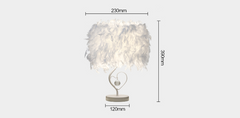 LED Feather Heart Wing Crystal Bedside Table Lamp