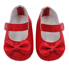 18 Inch American Girl Doll Shoes Solid Color Bow Shoes