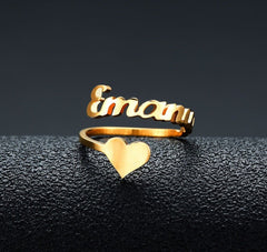 Customized Name Men Women Ring Personalized Love Heart Fashion Stainless Steel Rings Jewelry Valentine's Day Gifts