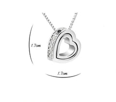 Crystal Double Heart Shaped Necklace Short Heart Pendant