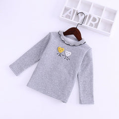 Fungus embroidered cotton bottoming shirt