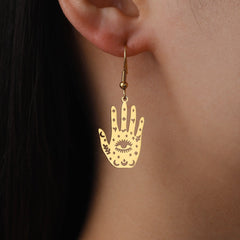 Retro Exaggerated Personalized Hip Hop Palm Hollow Eye Earrings