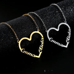 Fashion Custom Stainless Steel Name Heart Necklace for Women Personalized Letter Gold Choker Necklace Gift