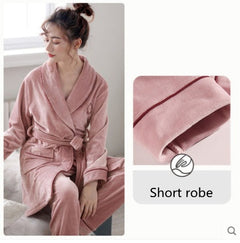 Burgundy island velvet fabric winter unisex flannel robe for men & women