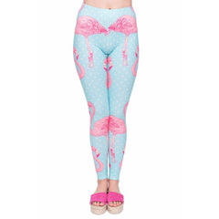 Flamingo blue European and American printed pants