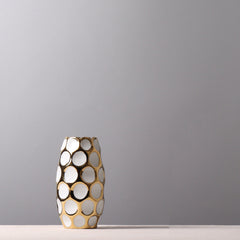 Beautiful Ceramic Gold aqua polka dots Pineapple Vase