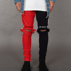 Men's Jeans Ripped Personality Fashion Stretch Slim Straight Leg Pants
