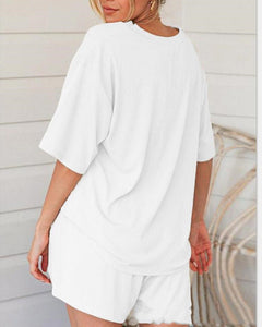 Loose Plus Size Casual Shorts Two-piece Suit