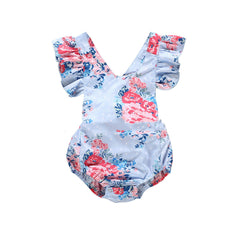 Multicolor Printed Floral One Piece Halter Romper