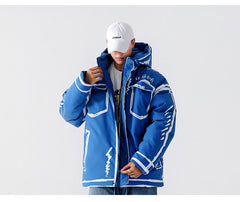 New Hooded Graffiti Short Loose Coat Plus Size Cotton Coat