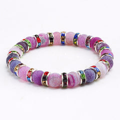 Purple Weathered Gold And Silver Rhinestone Circle Bracelet