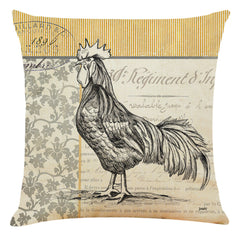 Retro Bird Cotton Linen Car Pillowcase Sofa Cushion