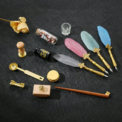 Creative Dipped Feather Pen Retro Lacquer Stamp Pen Set