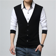 Autumn New T Shirt Plus Size Men's Lapel T Shirt Bottoming Shirt