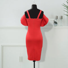 Sling Ruffled High Waist Bag Hip Plus Size Dress