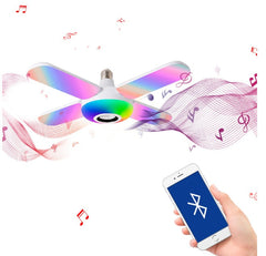 LED Four-leaf Bluetooth Music Lamp Colorful Intelligent Audio Folding Bulb Lamp Remote Control Deformable Ceiling Fixture Lights