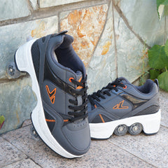 Single And Double Roller Skates For Boys And Girls Burst Walking With Wheels Student Deformed Shoes