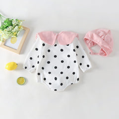 Toddler Girl Polka Dot Doll Collar Detachable Fart One-Piece Romper Romper