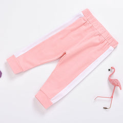 Fashion Girls Big Neckline Top Stitching Pants Suit