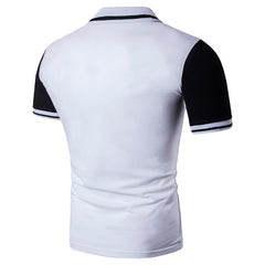Casual Black And White Contrast Lapel Short Sleeve Plus Size