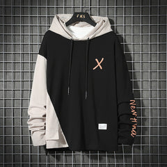 URBAN STYLE ALL SEASON Hooded  Stitching Contrast Color Sweater Jacket Male Plus SIZE