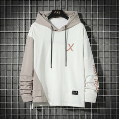URBAN STYLE ALL SEASON Hooded  Stitching Contrast Color Sweater Jacket Male Plus SIZE