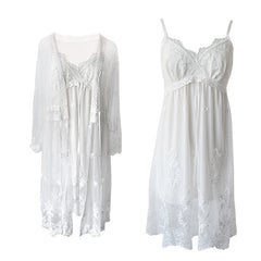 Womens Nightgowns  White Lace 2-Pics Robes