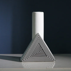 New Creative Ceramic Decoration, Simple Geometric Line Flower Arrangement Vase, Simple European Model House Soft Decoration Crafts