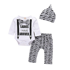 Gentleman's Long-sleeved Fake Suspender Blouse With Beard And Full Print Trousers Hat Three-piece Suit
